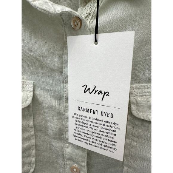 WRAP LONDON | 100% Linen Long Sleeve Button Down Shirt Mint Green NWT | Size 10 - Picture 6 of 8
